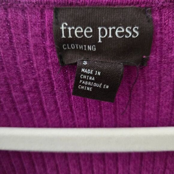 Free Press Women’s Small V-Neck Sweater Ribbed Knit Pullover Long Sleeve Viscose - Picture 7 of 8